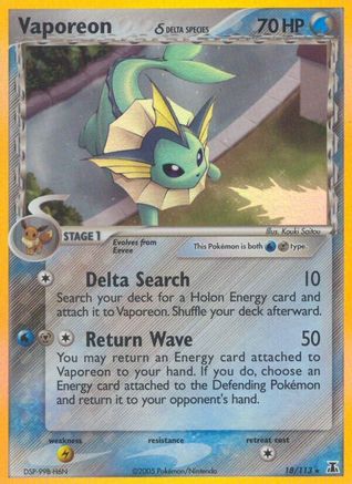 Vaporeon (Delta Species) 018/113 - Holo Rare - Reverse Holofoil