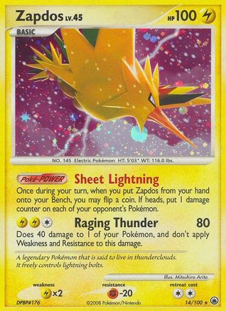 Zapdos 014/100 - Holo Rare - Holofoil