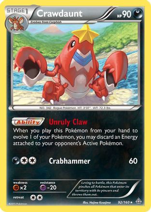 Crawdaunt 092/160 - Holo Rare - Holofoil