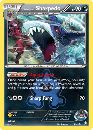 Team Aqua's Sharpedo 021/34/34 - Holo Rare - Holofoil