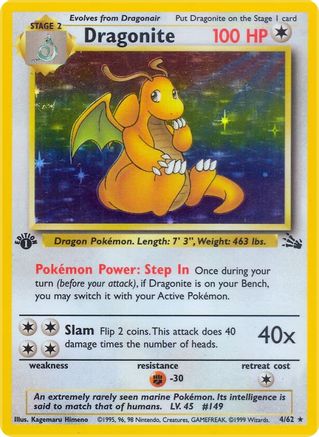 Dragonite (004/62) - Fossil 1st Edition Holofoil