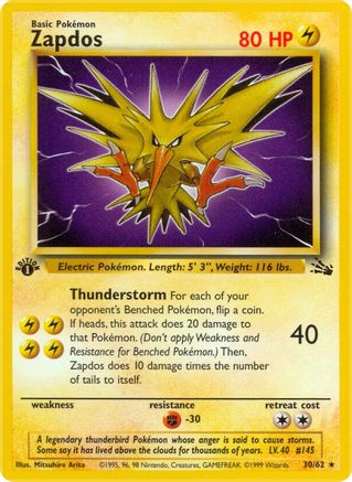 Zapdos (030/62) - Fossil 1st Edition