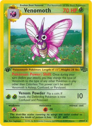Venomoth (29) 029/64/64 - Rare - 1st Edition