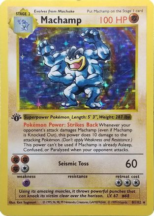 Machamp 008/102 - Holo Rare - 1st Edition Holofoil