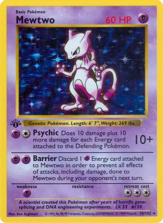 Mewtwo 010/102 - Holo Rare - Unlimited Holofoil