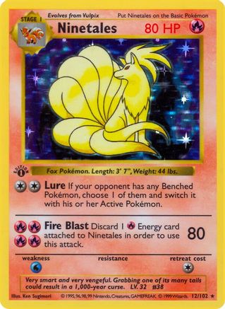 Ninetales 012/102 - Holo Rare - Unlimited Holofoil