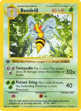 Beedrill 017/102 - Rare - 1st Edition