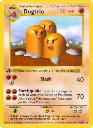 Dugtrio 019/102 - Rare - 1st Edition