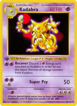 Kadabra 032/102 - Uncommon - 1st Edition