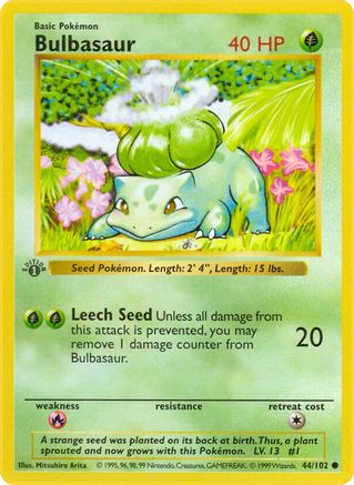 Bulbasaur 044/102 - Common - 1st Edition