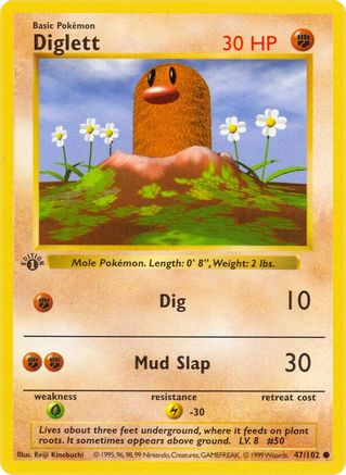 Diglett 047/102 - Common - 1st Edition