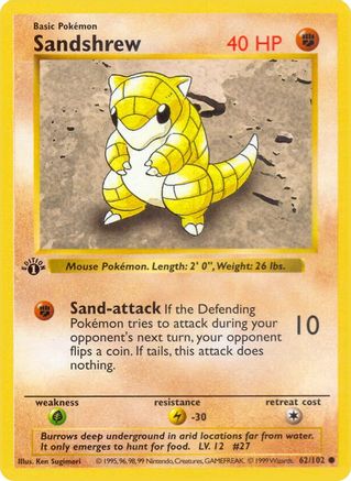 Sandshrew 062/102 - Common - 1st Edition