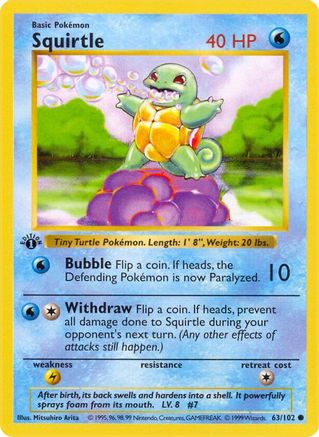 Squirtle 063/102 - Common - 1st Edition