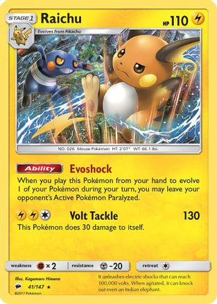 Raichu 041/147/147 - Holo Rare - Holofoil