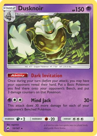 Dusknoir 053/147/147 - Holo Rare - Holofoil