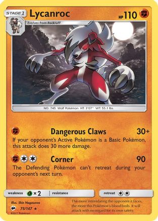 Lycanroc (75) 075/147/147 - Holo Rare - Holofoil