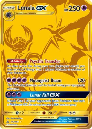 Lunala GX (Secret Rare) 172/156 - Secret Rare - Holofoil