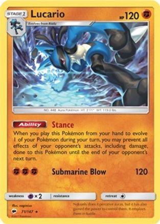 Lucario (SM - Burning Shadows) 071 - Rare