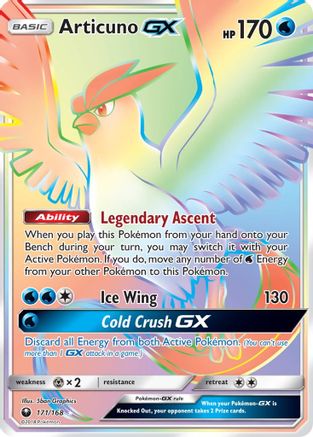 Articuno GX (Secret) 171/168 - Secret Rare - Holofoil
