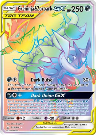 Greninja & Zoroark GX (Secret) 222/214 - Secret Rare - Holofoil