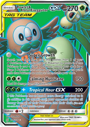 Rowlet & Alolan Exeggutor GX (Full Art) 214/236 - Ultra Rare - Holofoil