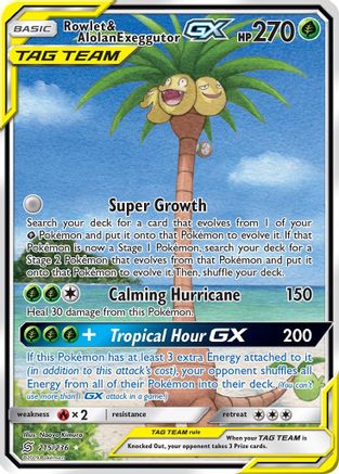 Rowlet & Alolan Exeggutor GX (Alternate Full Art) 215/236 - Ultra Rare - Holofoil