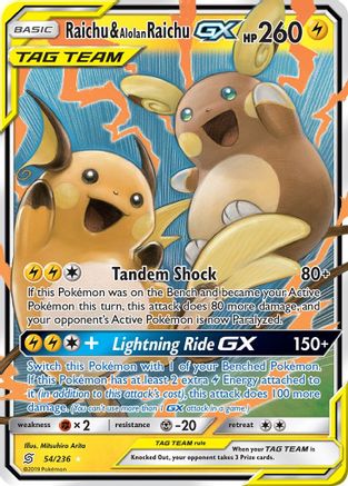 Raichu & Alolan Raichu GX 054/236/236 - Ultra Rare - Holofoil