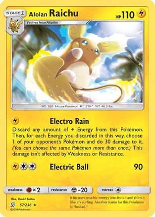 Alolan Raichu 057/236/236 - Holo Rare - Holofoil