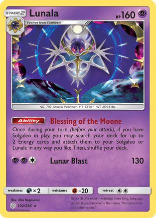 Lunala 102/236/236 - Holo Rare - Holofoil