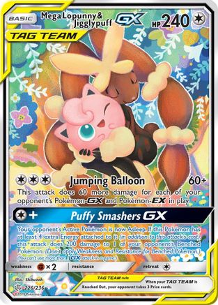 Mega Lopunny & Jigglypuff GX (Alternate Full Art) 226/236 - Ultra Rare - Holofoil