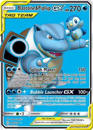 Blastoise & Piplup GX (Full Art) 214/236 - Ultra Rare - Holofoil