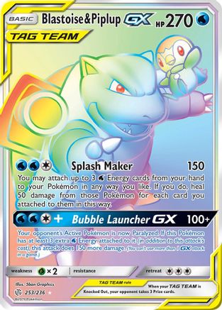 Blastoise & Piplup GX (Secret) 253/236 - Secret Rare - Holofoil
