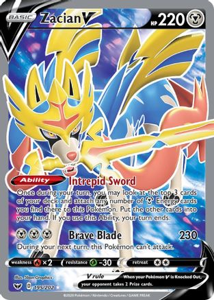 Zacian V (Full Art) 195/202/202 - Ultra Rare - Holofoil