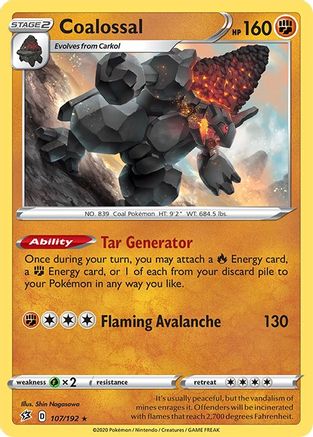 Coalossal 107/192/192 - Holo Rare - Holofoil