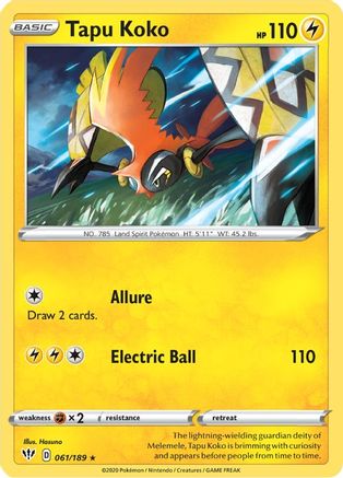 Tapu Koko 061/189/189 - Holo Rare - Holofoil