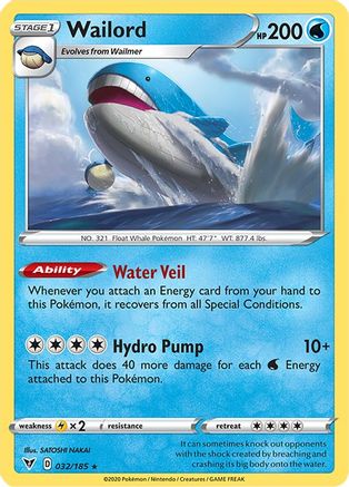 Wailord 032/185/185 - Holo Rare - Holofoil