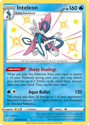 Inteleon SV027/SV122/122 - Shiny Holo Rare - Holofoil