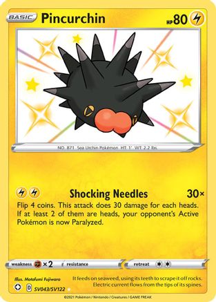 Pincurchin SV043/SV122/122 - Shiny Holo Rare - Holofoil