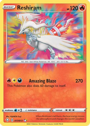 Reshiram 017/072/72 - Amazing Rare - Holofoil