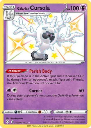 Galarian Cursola SV050/SV122/122 - Shiny Holo Rare - Holofoil