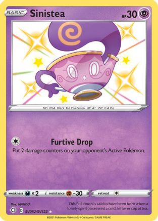 Sinistea SV052/SV122/122 - Shiny Holo Rare - Holofoil