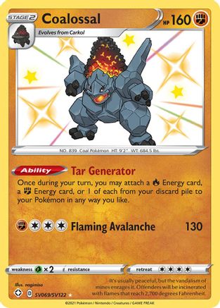 Coalossal SV069/SV122/122 - Shiny Holo Rare - Holofoil