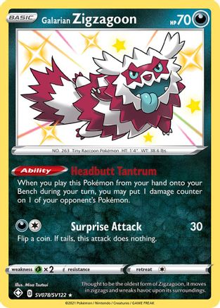 Galarian Zigzagoon SV078/SV122/122 - Shiny Holo Rare - Holofoil