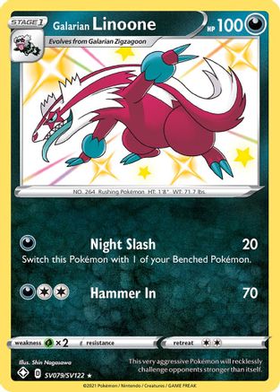Galarian Linoone SV079/SV122/122 - Shiny Holo Rare - Holofoil