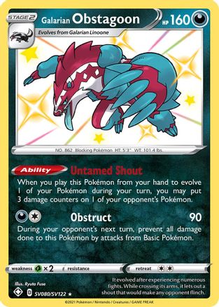 Galarian Obstagoon SV080/SV122/122 - Shiny Holo Rare - Holofoil