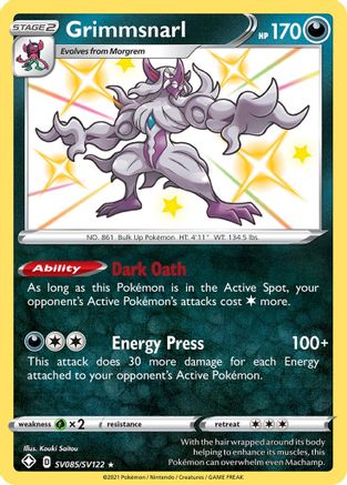 Grimmsnarl SV085/SV122/122 - Shiny Holo Rare - Holofoil