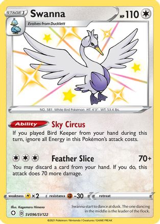 Swanna SV096/SV122/122 - Shiny Holo Rare - Holofoil