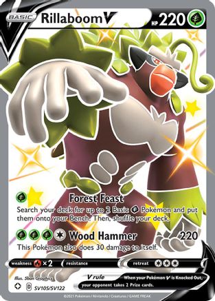 Rillaboom V SV105/SV122/122 - Shiny Holo Rare - Holofoil