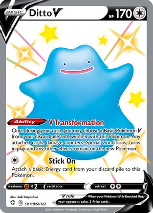 Ditto V SV118/SV122/122 - Shiny Holo Rare - Holofoil