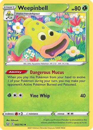 Weepinbell 002/163/163 - Uncommon - Reverse Holofoil